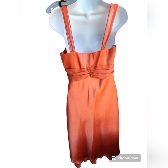 David's Bridal Burnt Oranage Satin Midi Dress Straps Size 8 - Picture 2 of 3